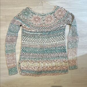 Multicolor Crochet Knit Sweater